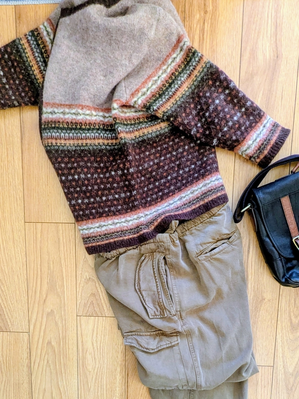 Vintage Distressed Shetland Wool Fair Isle Zip Sweater L/XL / Cardigan laine